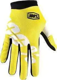 100% ITRACK GLOVES, NEON YELLOW, SM