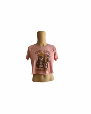 LIVE WIDE CROP TEE DESERT PINK, L