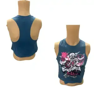 BONECUTTER HEATHER DEEP TEAL WOMENS RACERBACK CROP LARGE